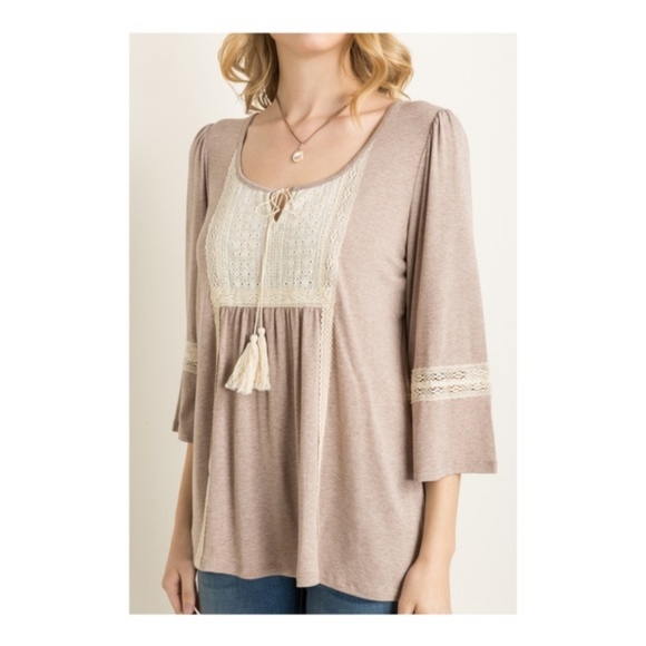 MYSTREE 3/4 BELLE SLV LACE BIB TOP - Picture 7 of 8